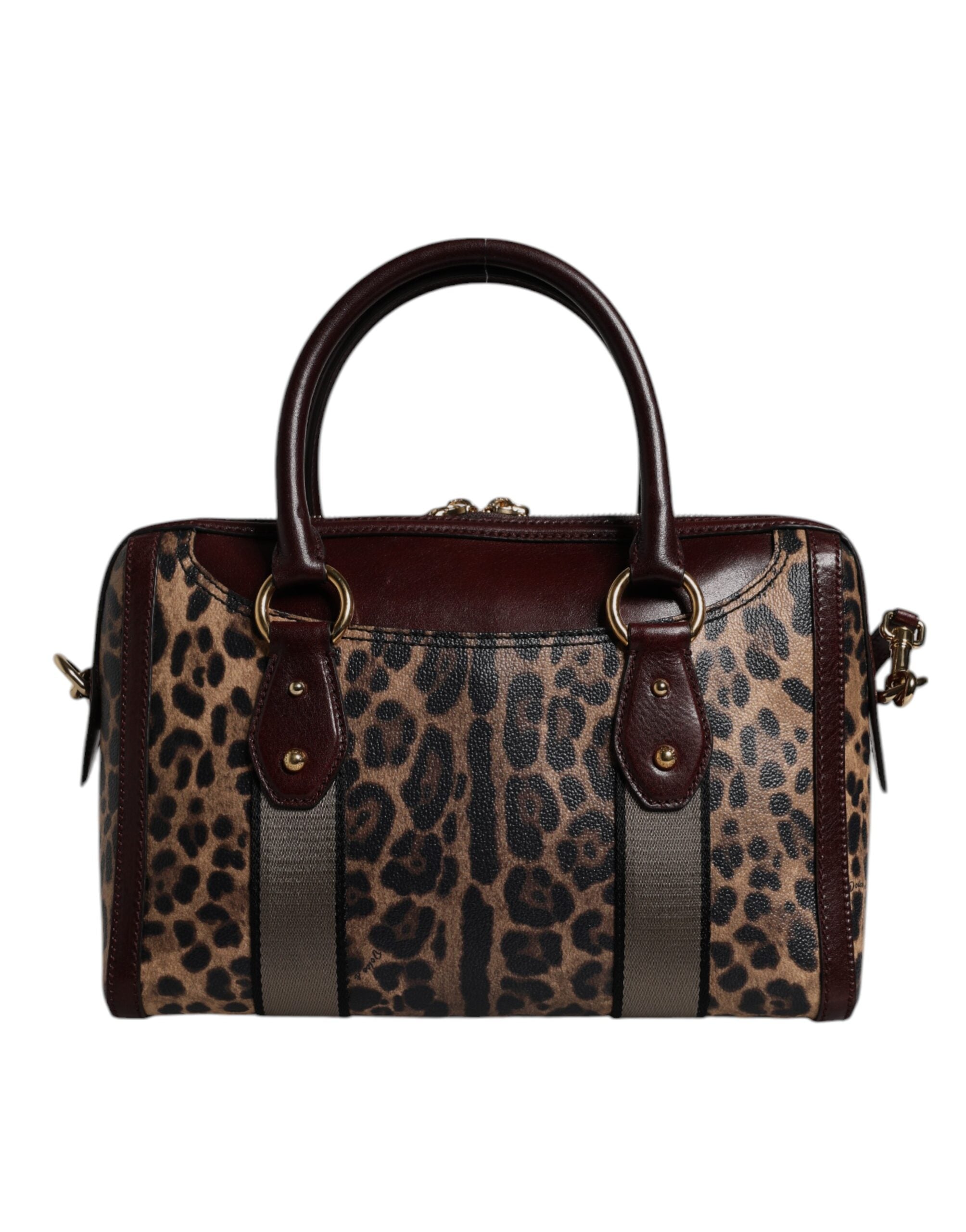 Dolce &amp; Gabbana Brown Leopard Leather Shoulder Strap Duffle Bag