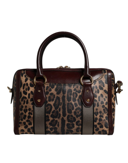 Dolce &amp; Gabbana Brown Leopard Leather Shoulder Strap Duffle Bag