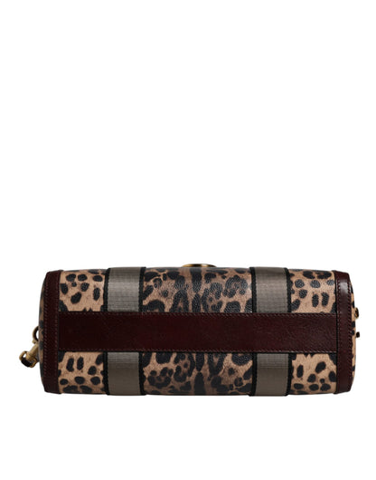 Dolce &amp; Gabbana Brown Leopard Leather Shoulder Strap Duffle Bag
