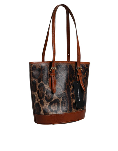 Dolce &amp; Gabbana Brown Leopard Leather Shoulder Strap Tote Bag
