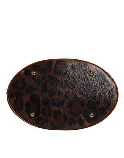 Dolce &amp; Gabbana Brown Leopard Leather Shoulder Strap Tote Bag