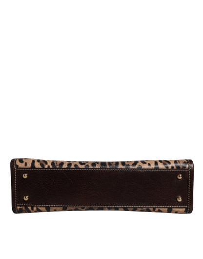 Dolce &amp; Gabbana Brown Leopard Leather Shoulder Strap Tote Bag