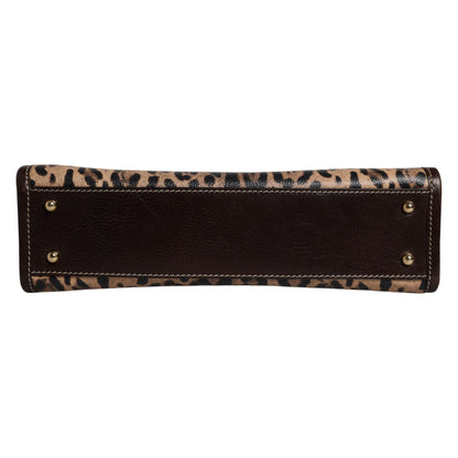 Dolce &amp; Gabbana Brown Leopard Leather Shoulder Strap Tote Bag