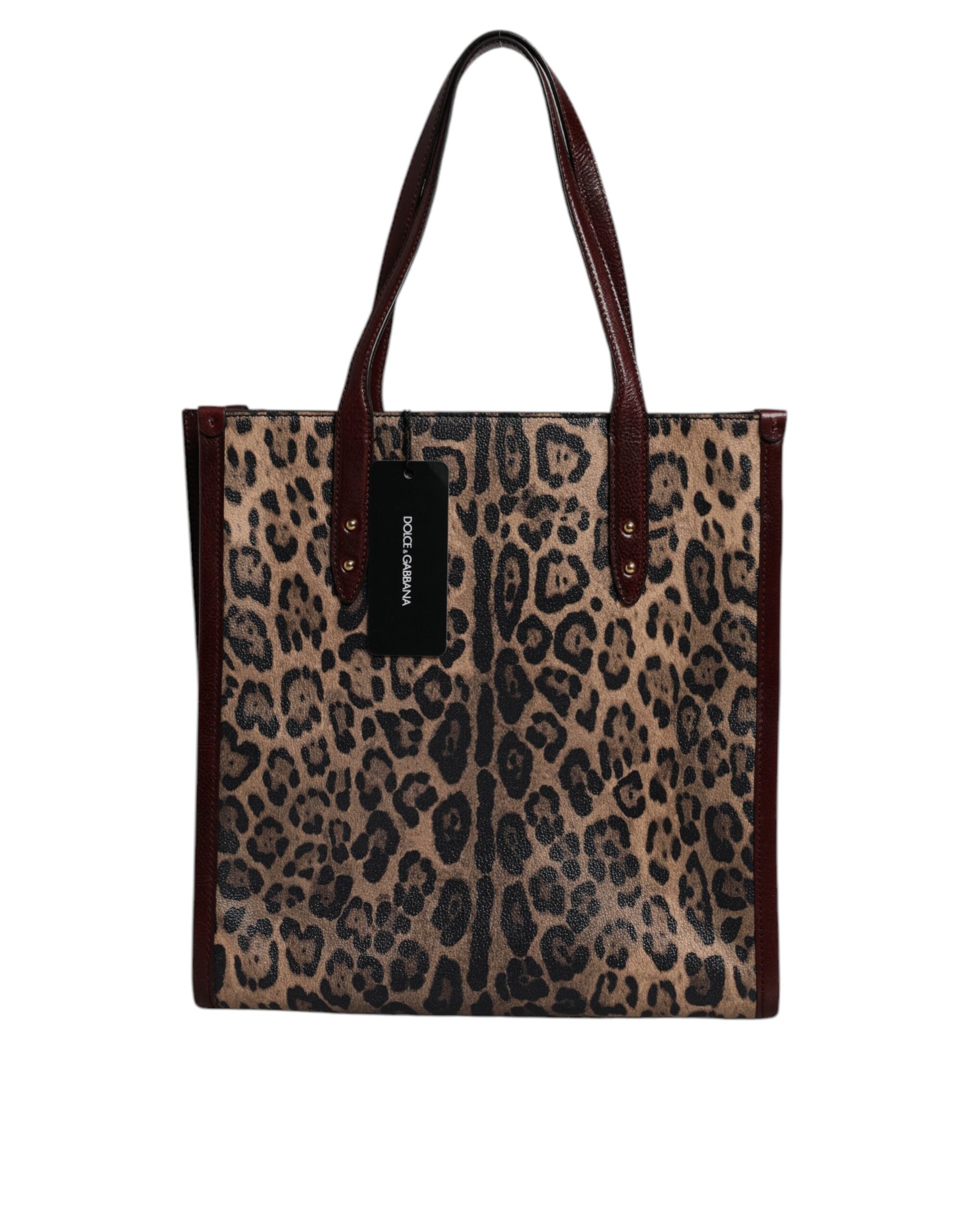 Dolce &amp; Gabbana Brown Leopard Leather Shoulder Strap Tote Bag