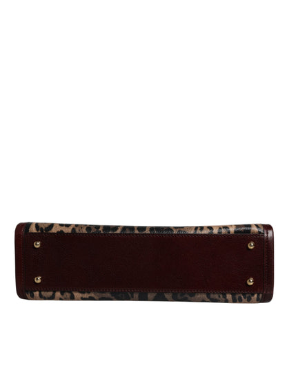 Dolce &amp; Gabbana Brown Leopard Leather Shoulder Strap Tote Bag