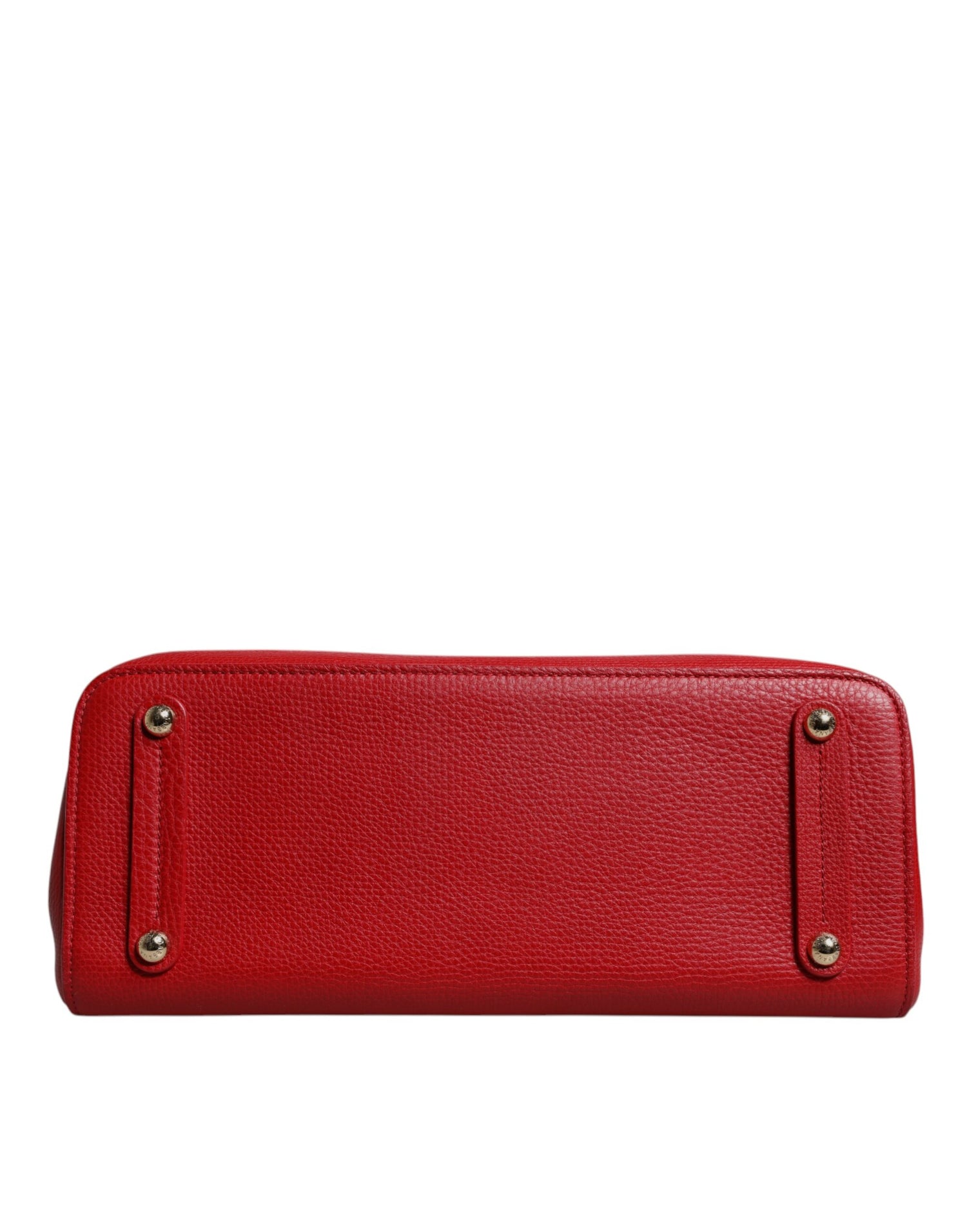 Dolce &amp; Gabbana Red Calfskin Leather Logo Plaque Top Handle Bag
