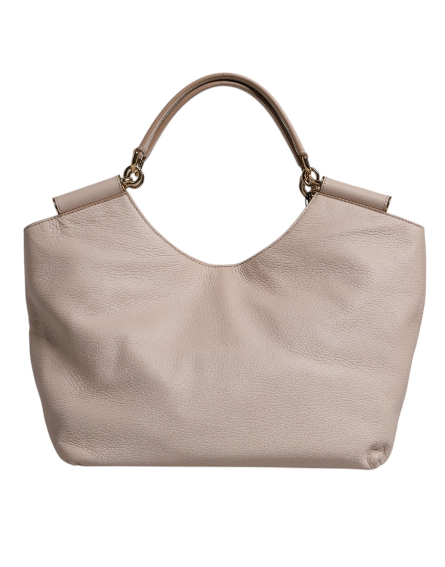 Dolce &amp; Gabbana Light Pink Deer Leather Logo Plaque Tote Top Handle Bag