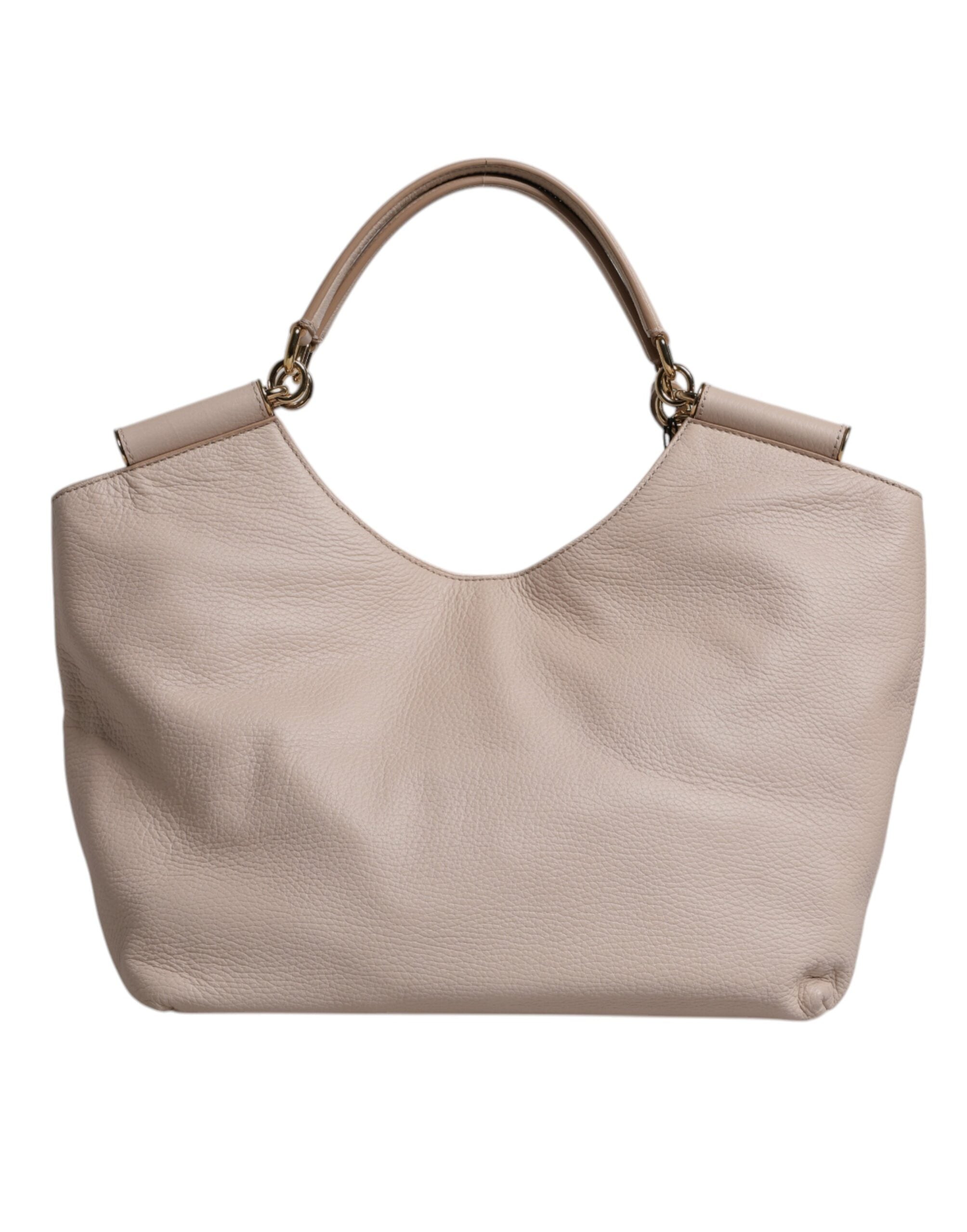Dolce &amp; Gabbana Light Pink Deer Leather Logo Plaque Tote Top Handle Bag