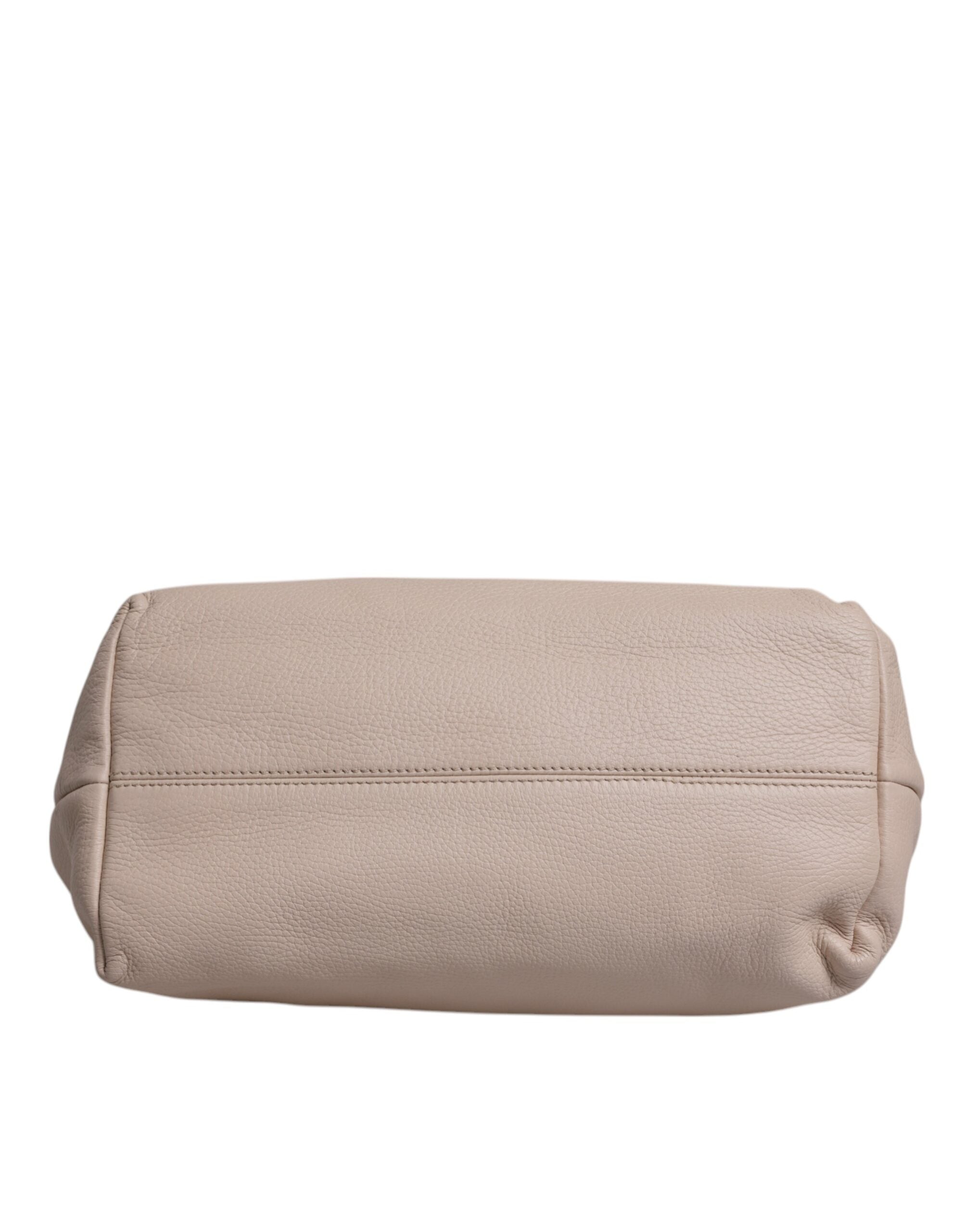 Dolce &amp; Gabbana Light Pink Deer Leather Logo Plaque Tote Top Handle Bag