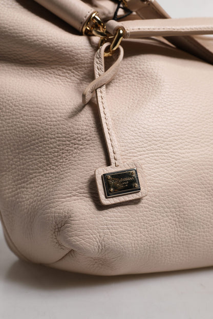 Dolce &amp; Gabbana Light Pink Deer Leather Logo Plaque Tote Top Handle Bag