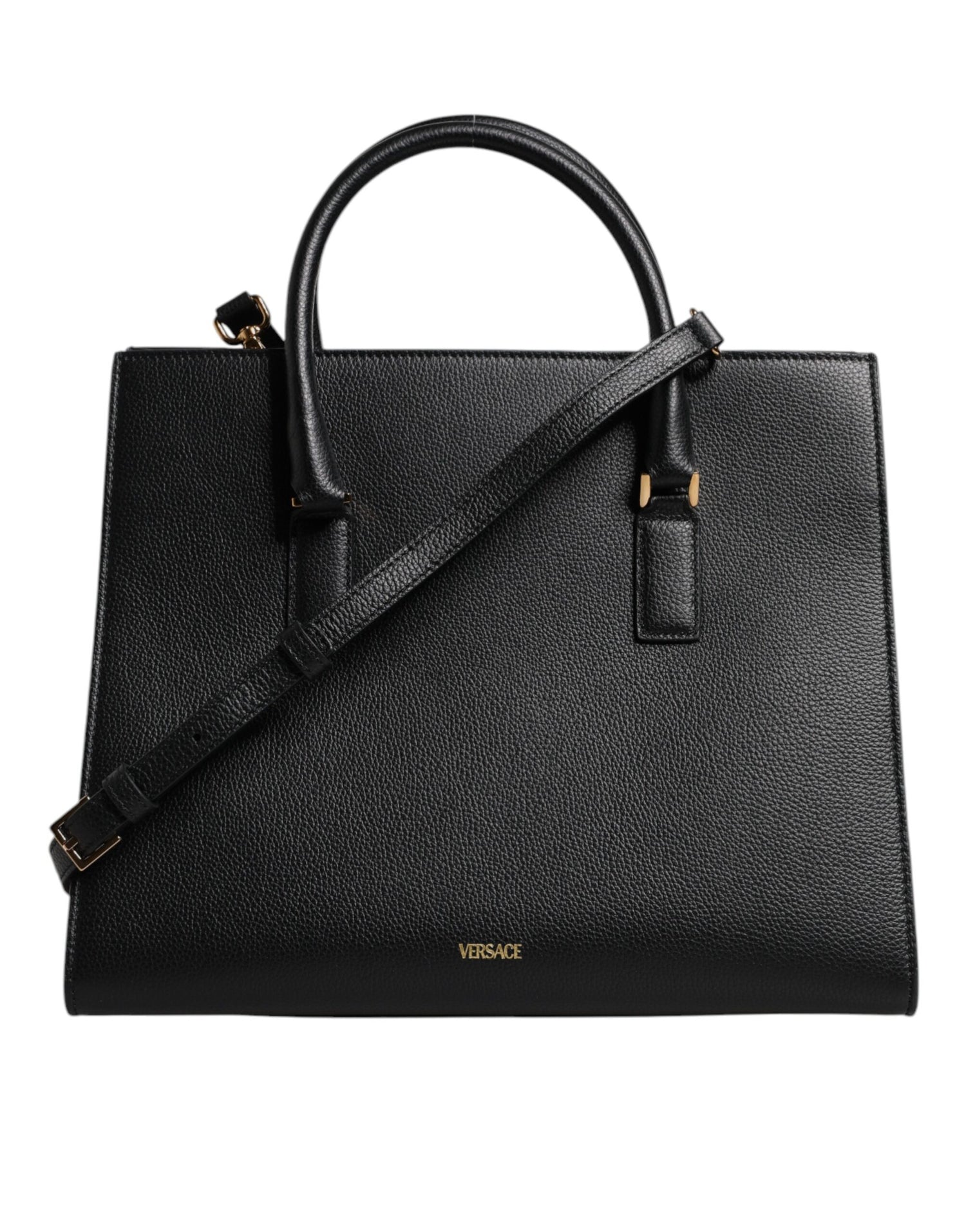 Versace Black Large Leather Top Handle Shoulder Crossbody Bag