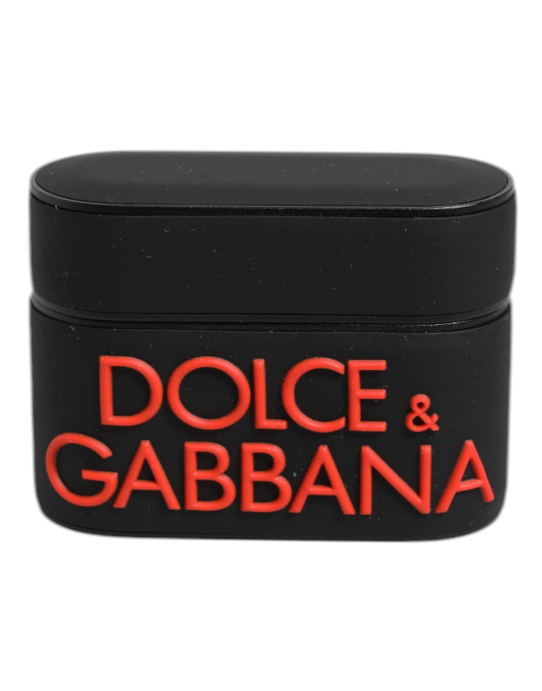 Dolce &amp; Gabbana Black Orange Silicone Embossed Logo Airpods Case