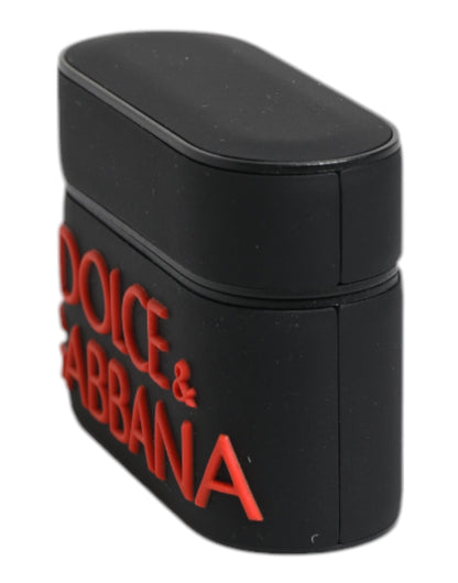 Dolce &amp;amp; Gabbana Svart Orange Silikonfodral med Präglad Logotyp till Airpods