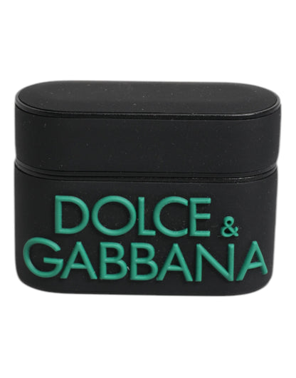 Dolce &amp; Gabbana Black Orange Silicone Embossed Logo Airpods Case