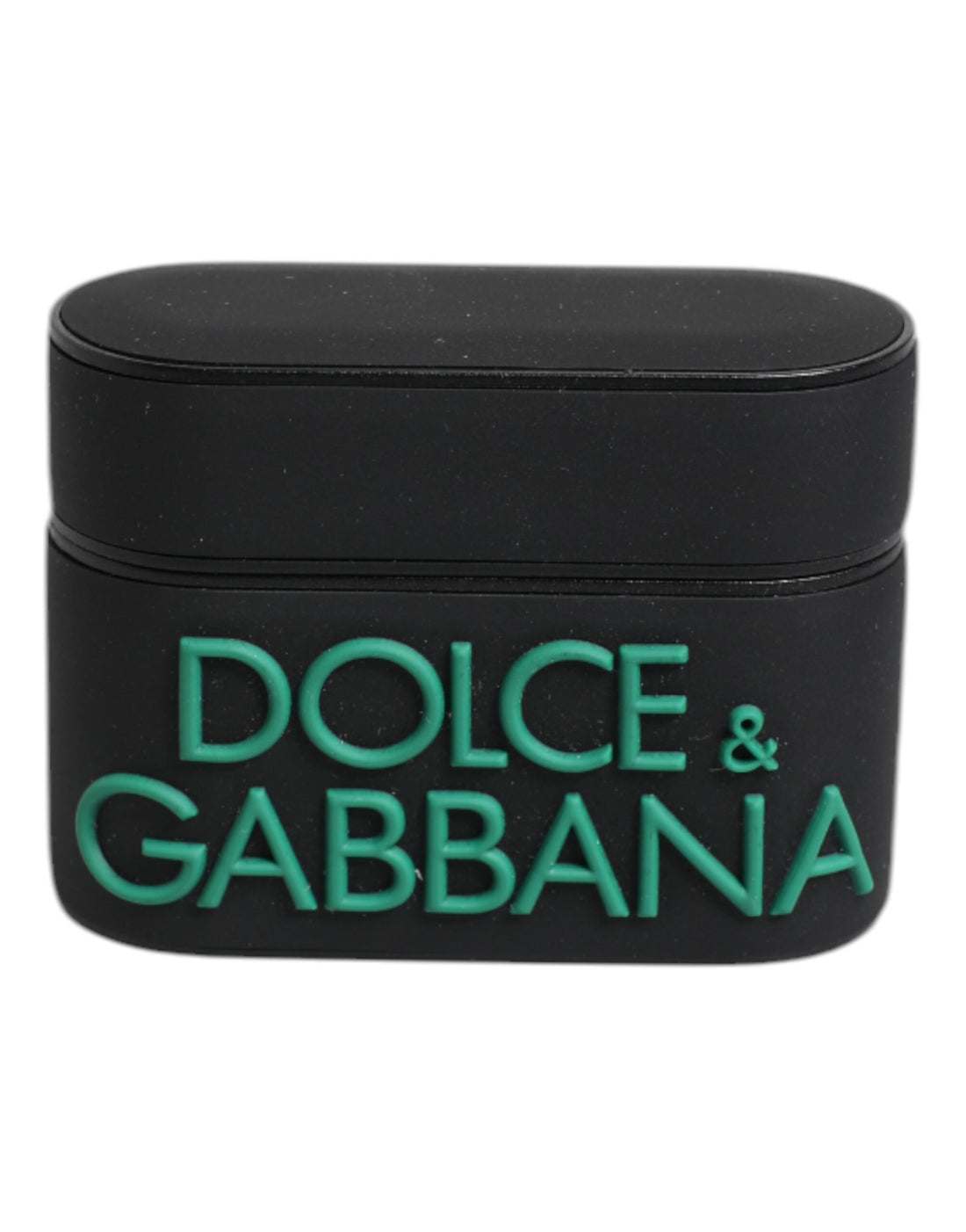 Dolce &amp; Gabbana Black Orange Silicone Embossed Logo Airpods Case