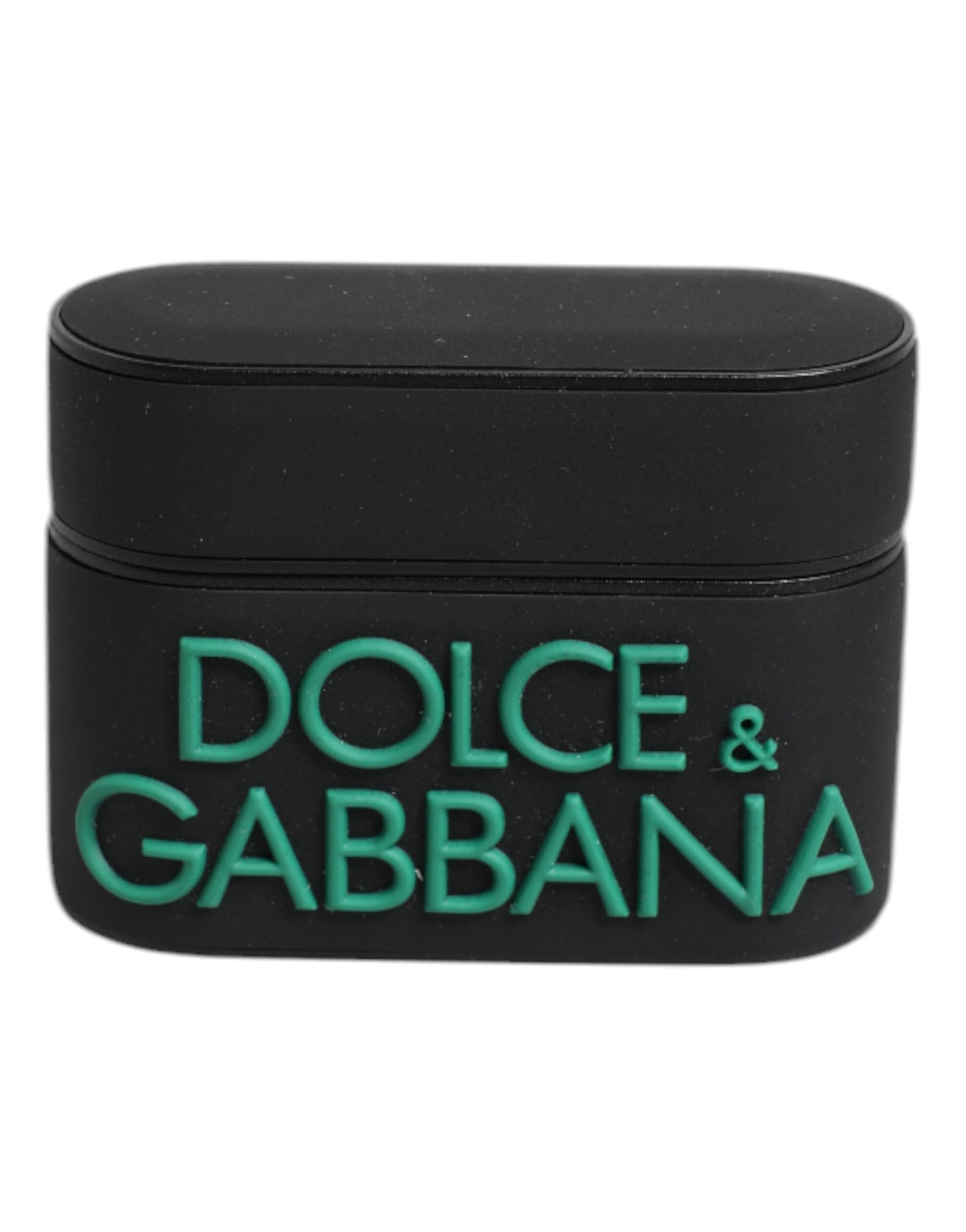 Dolce &amp; Gabbana Black Orange Silicone Embossed Logo Airpods Case