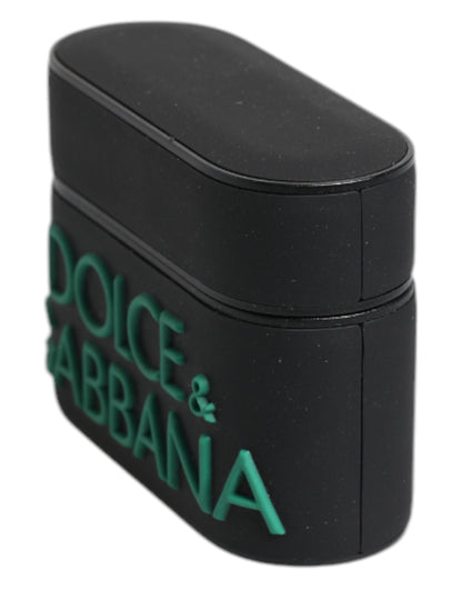 Dolce &amp; Gabbana Black Orange Silicone Embossed Logo Airpods Case