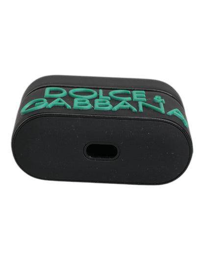 Dolce &amp; Gabbana Black Orange Silicone Embossed Logo Airpods Case