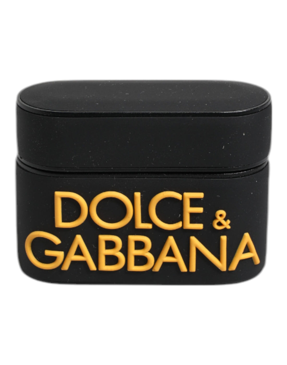 Dolce &amp; Gabbana Black Yellow Silicone Embossed Logo Airpods Case