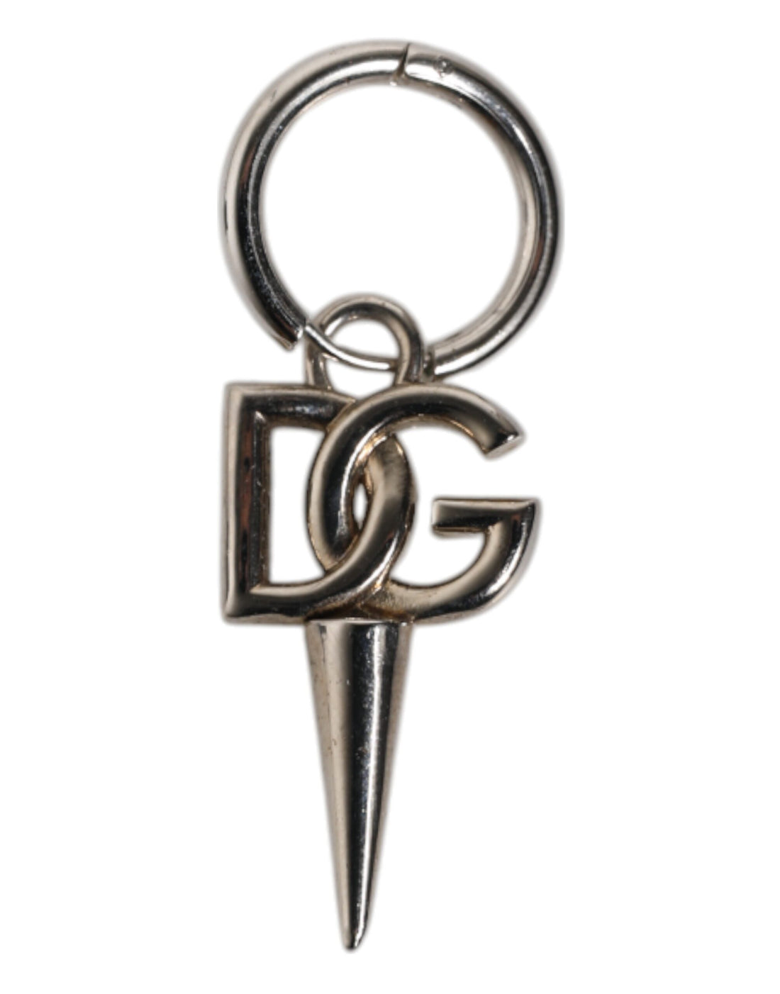 Dolce &amp; Gabbana Silver Brass DG Logo Metal Ring Holder Keychain Keyring