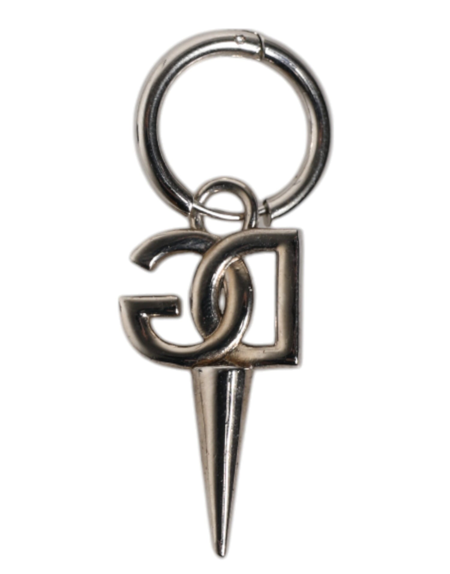 Dolce &amp; Gabbana Silver Brass DG Logo Metal Ring Holder Keychain Keyring