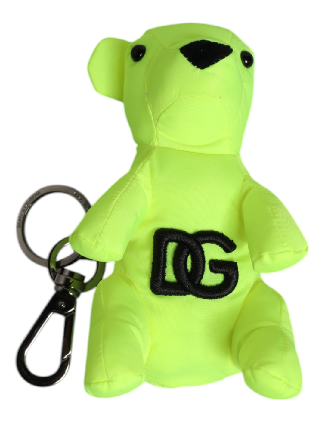Dolce &amp; Gabbana Green Bear Embroidered Logo Keychain Clasp Keyring