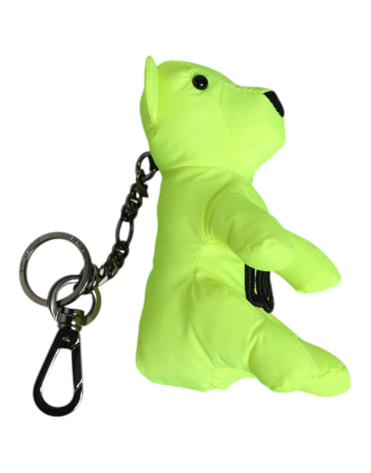 Dolce &amp; Gabbana Green Bear Embroidered Logo Keychain Clasp Keyring