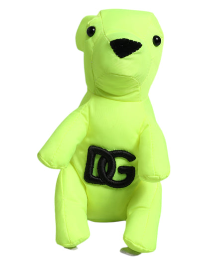 Dolce &amp; Gabbana Green Bear Embroidered Logo Keychain Clasp Keyring