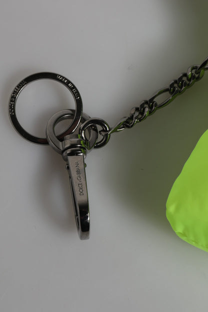Dolce &amp; Gabbana Green Bear Embroidered Logo Keychain Clasp Keyring