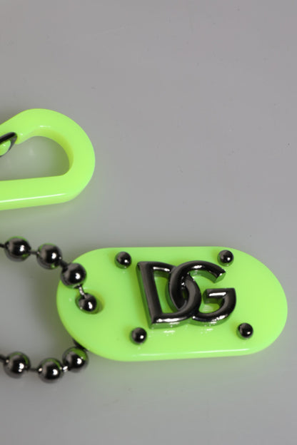 Dolce &amp; Gabbana Green Springy Key Holder DG Logo Men&