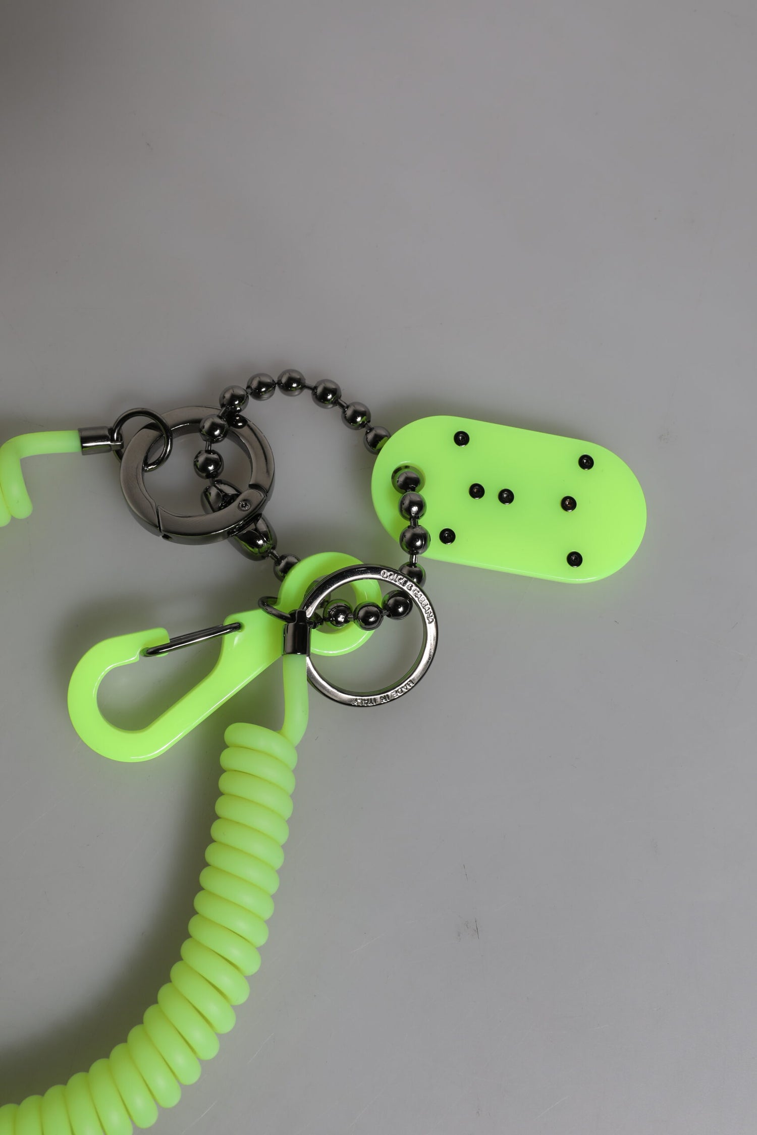 Dolce &amp; Gabbana Green Springy Key Holder DG Logo Men&