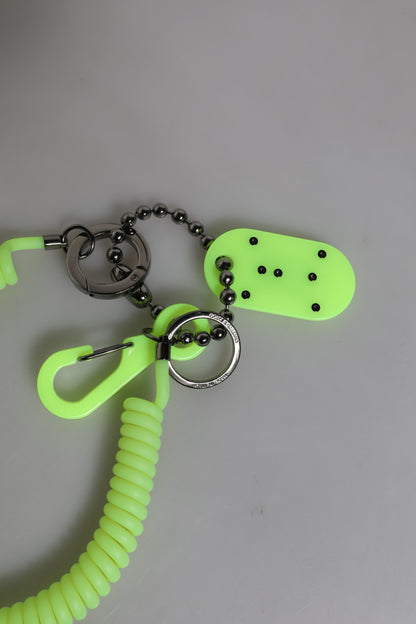 Dolce &amp; Gabbana Green Springy Key Holder DG Logo Men&