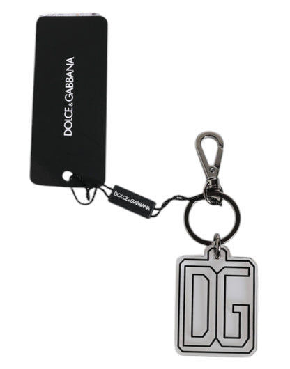 Dolce &amp; Gabbana Gray Black DG Rubber Logo Silver Men&