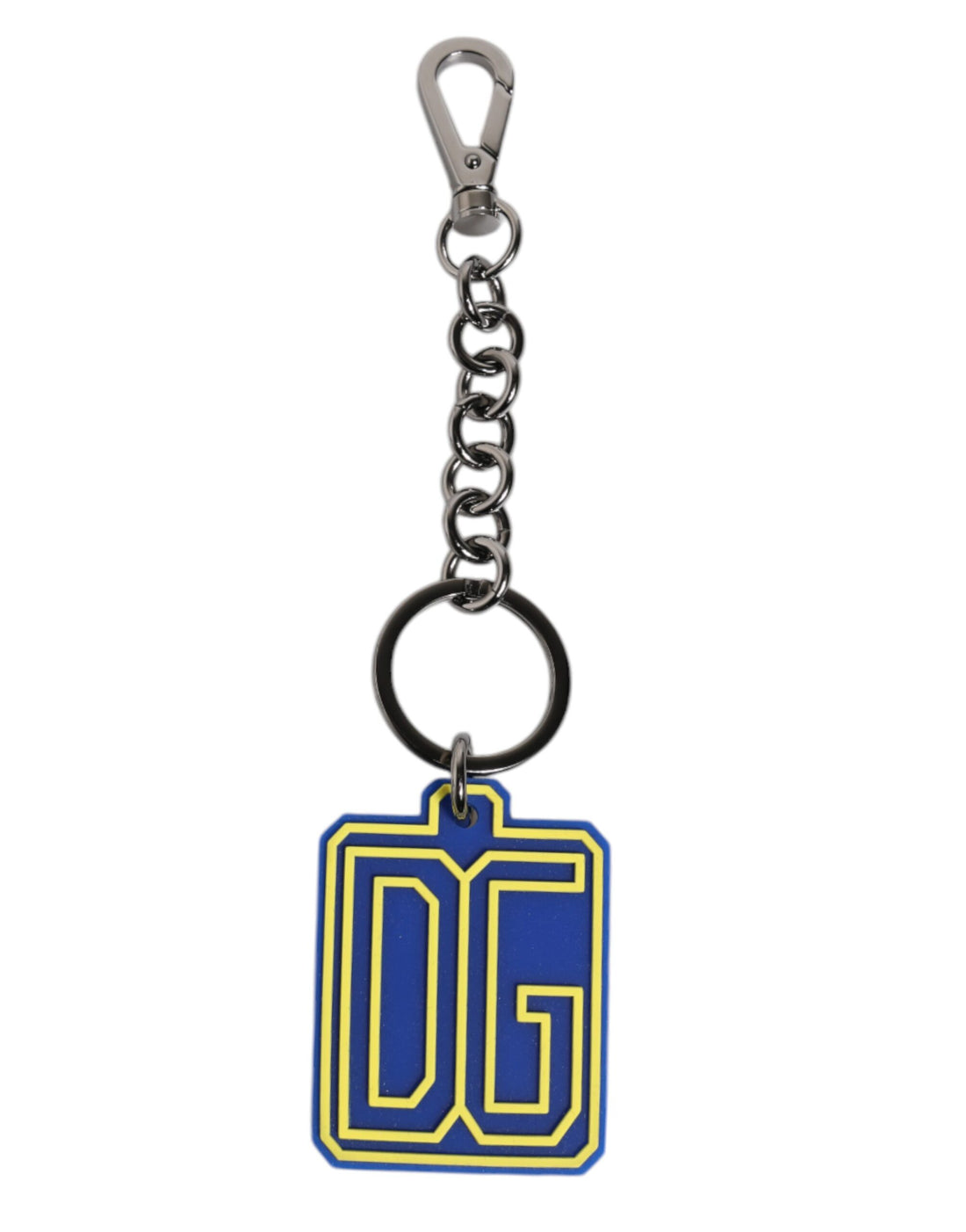 Dolce &amp; Gabbana Blue Yellow DG Rubber Logo Silver Men&