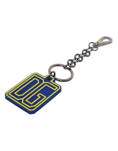 Dolce &amp; Gabbana Blue Yellow DG Rubber Logo Silver Men&