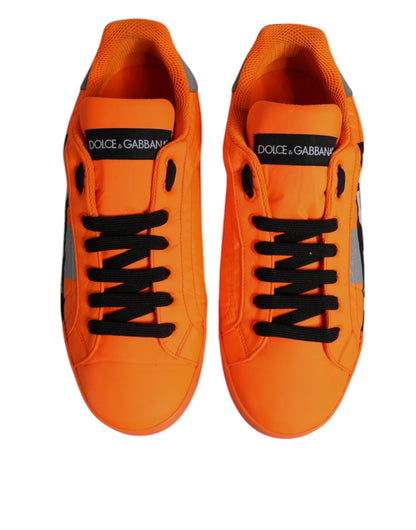 Dolce &amp; Gabbana Orange Portofino Logo Tape Men Sneakers Shoes