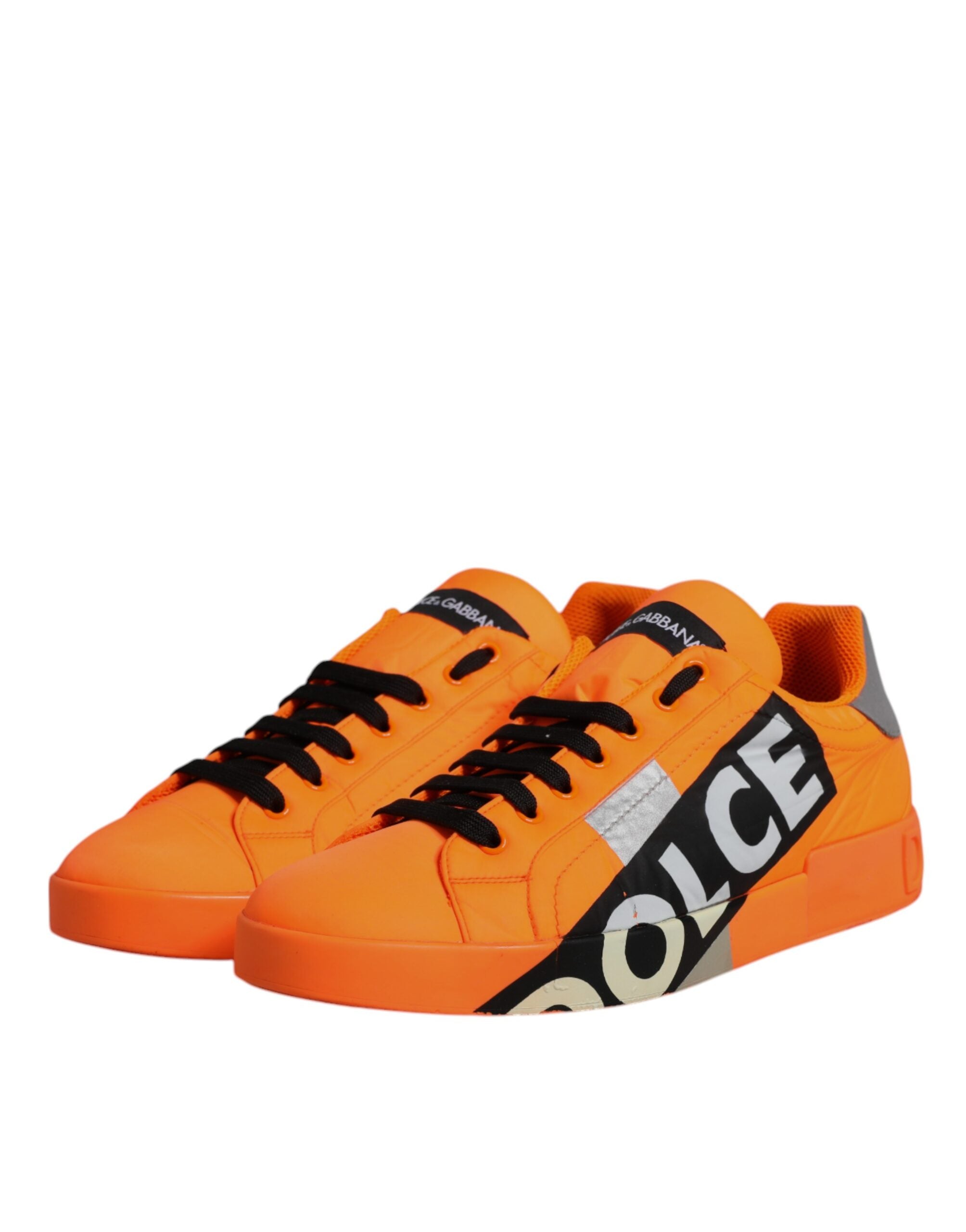 Dolce &amp; Gabbana Orange Portofino Logo Tape Men Sneakers Shoes