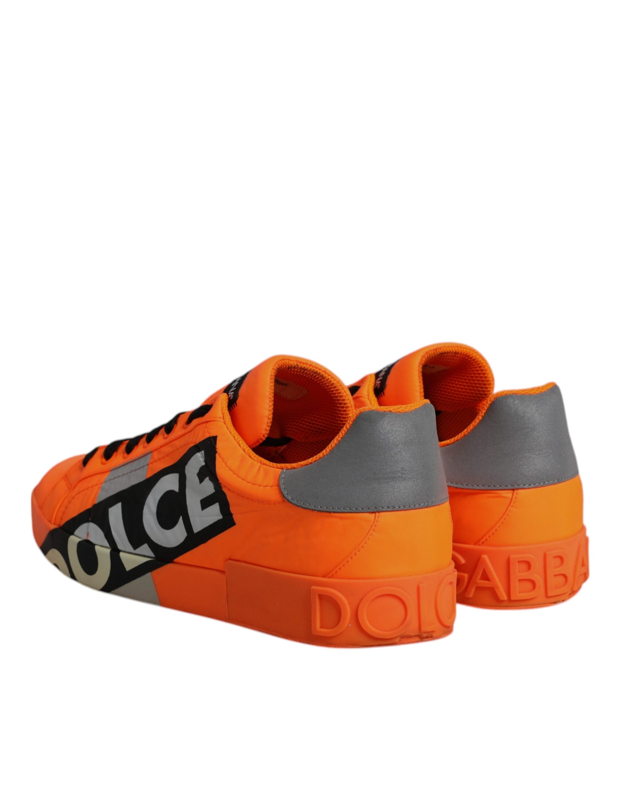 Dolce &amp; Gabbana Orange Portofino Logo Tape Men Sneakers Shoes