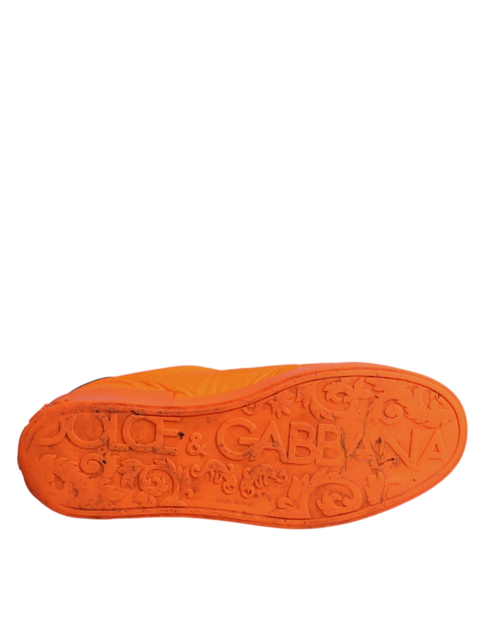Dolce &amp; Gabbana Orange Portofino Logo Tape Men Sneakers Shoes