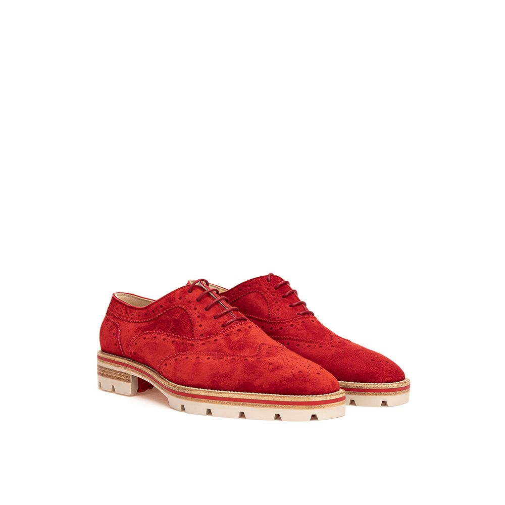 Christian Louboutin Röda Mocka Läder Oxfords Och Derby