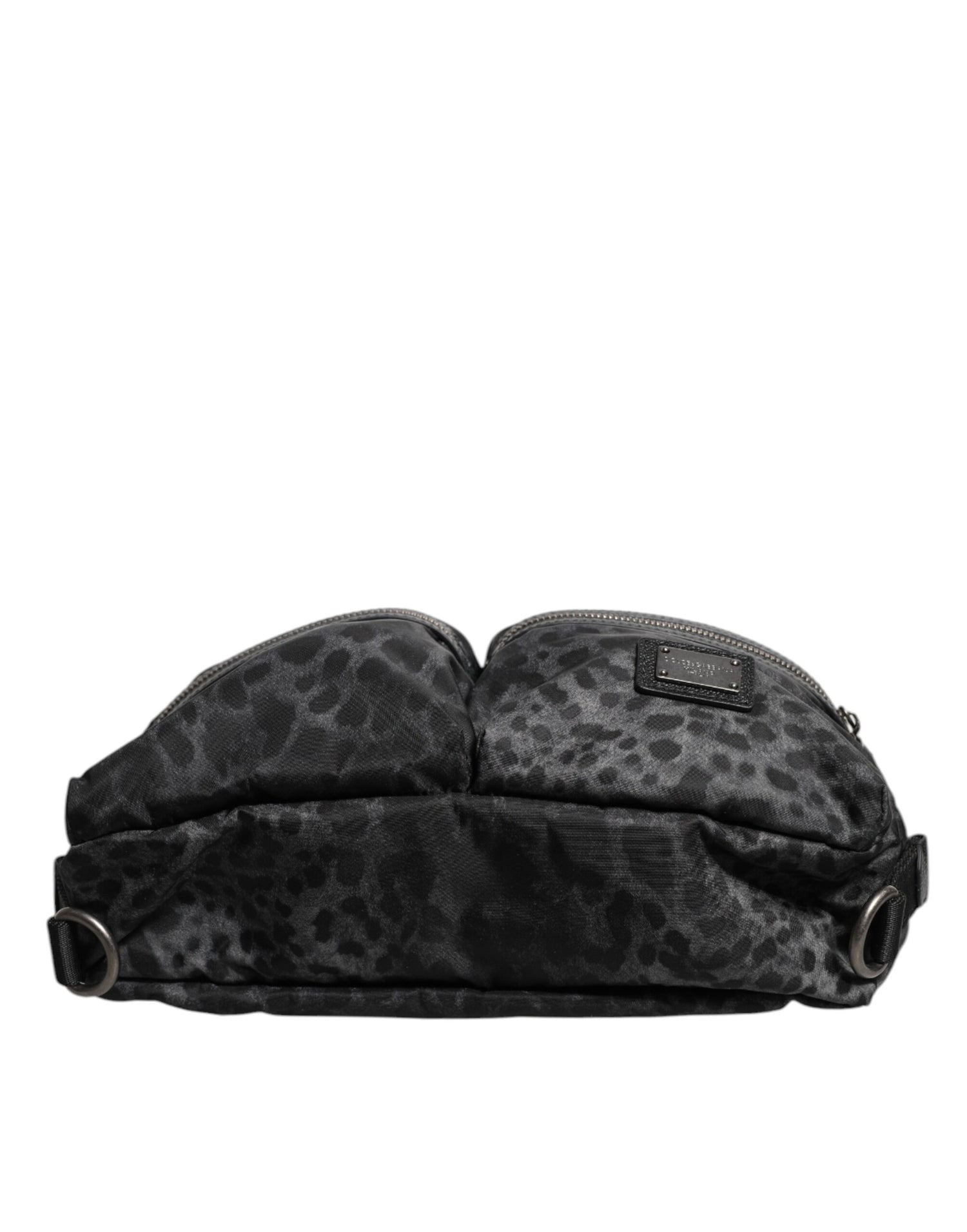 Dolce &amp; Gabbana Black Gray Leopard DG Logo Belt Waist Fanny Pack Bag