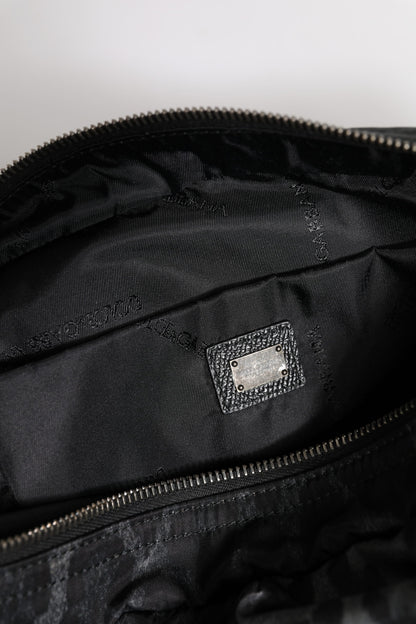 Dolce &amp; Gabbana Black Gray Leopard DG Logo Belt Waist Fanny Pack Bag