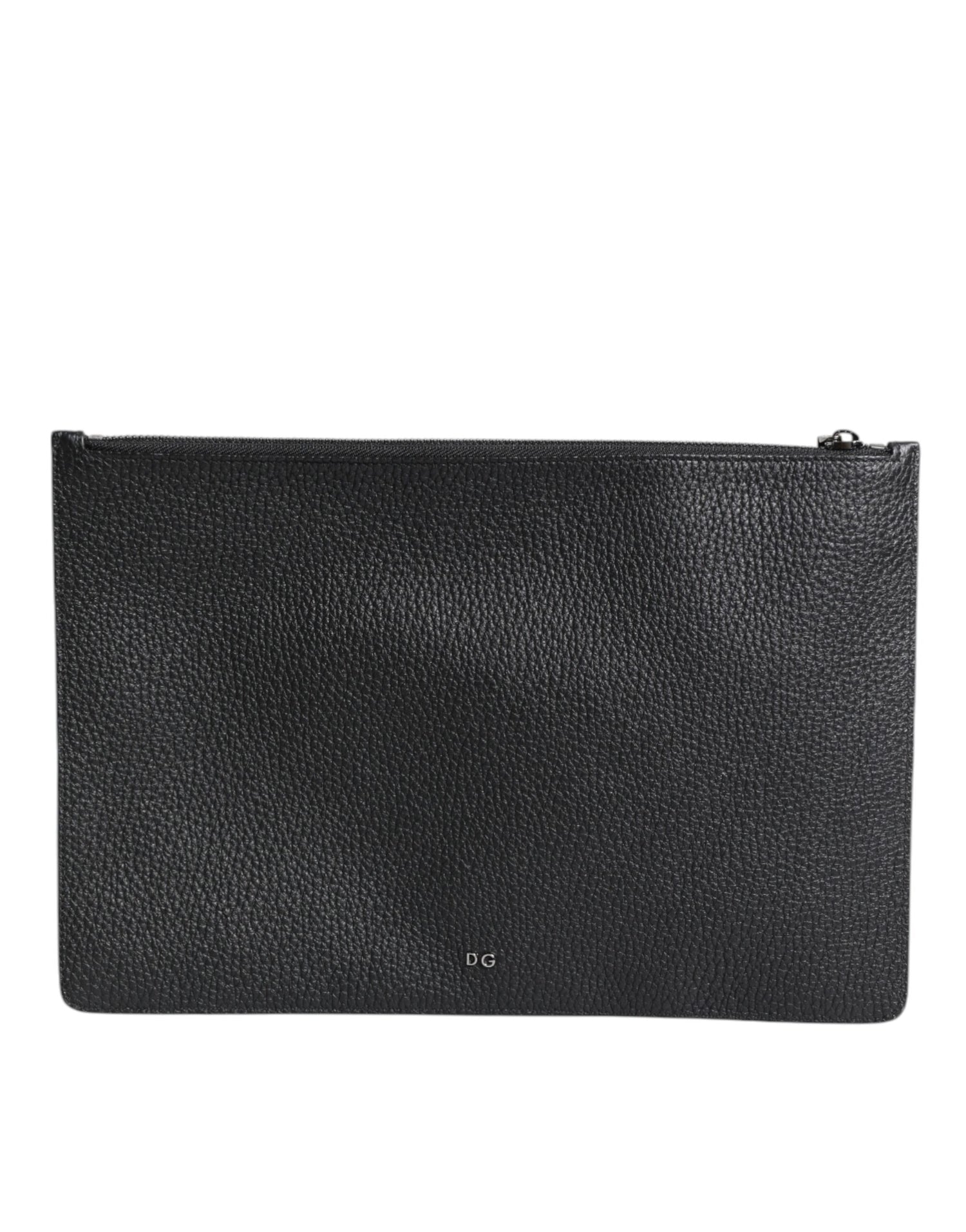 Dolce &amp; Gabbana Black Calfskin Crown Embellished Clutch Pouch Bag