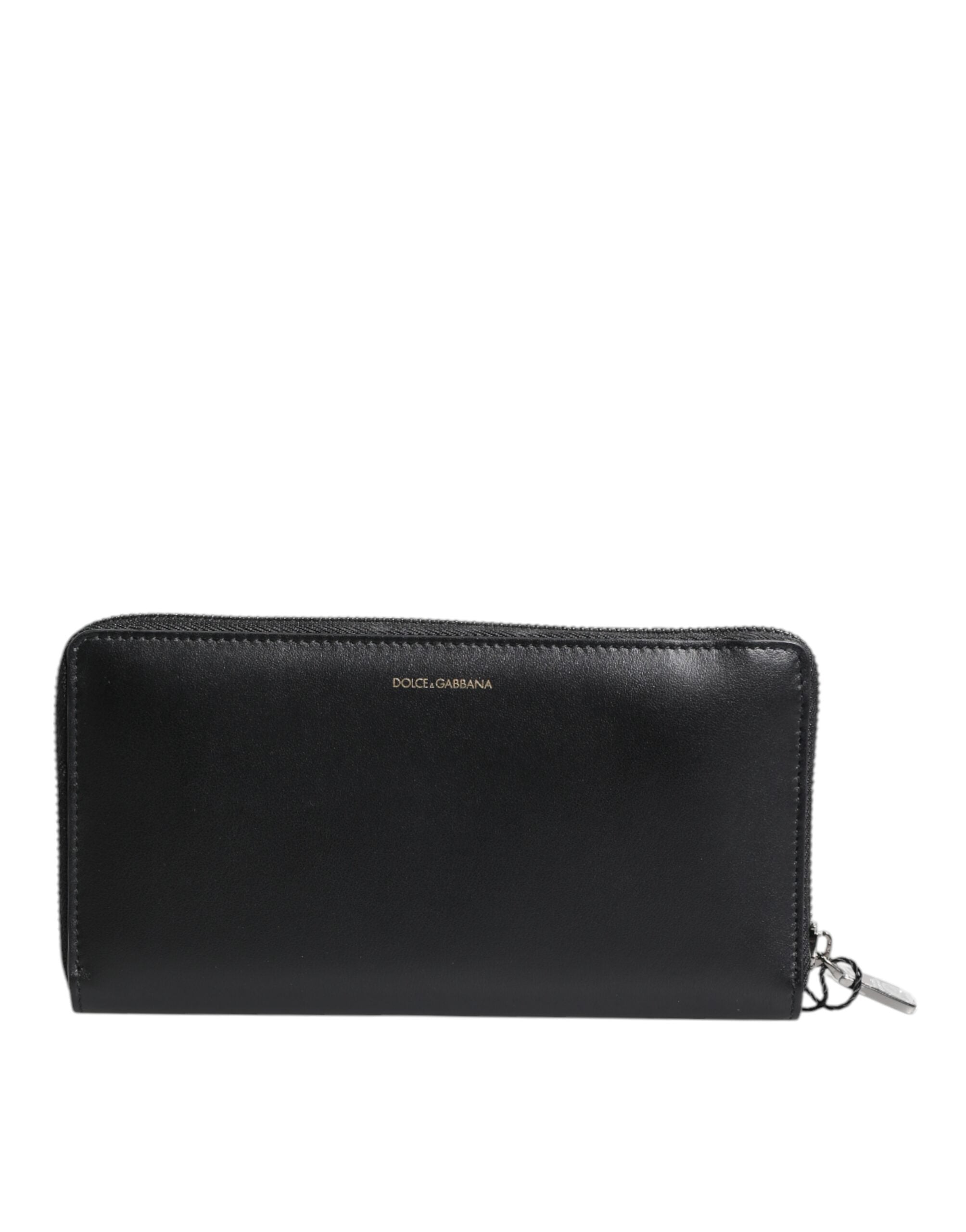 Dolce &amp; Gabbana Black Blue Exotic Leather Embossed Continental Wallet
