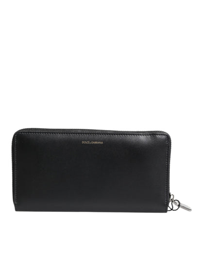 Dolce &amp; Gabbana Black Blue Exotic Leather Embossed Continental Wallet