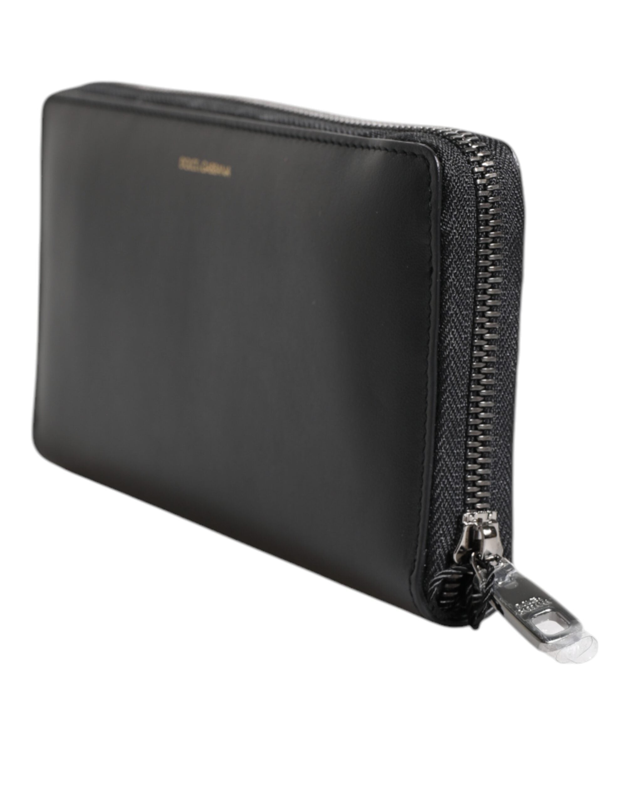 Dolce &amp; Gabbana Black Blue Exotic Leather Embossed Continental Wallet