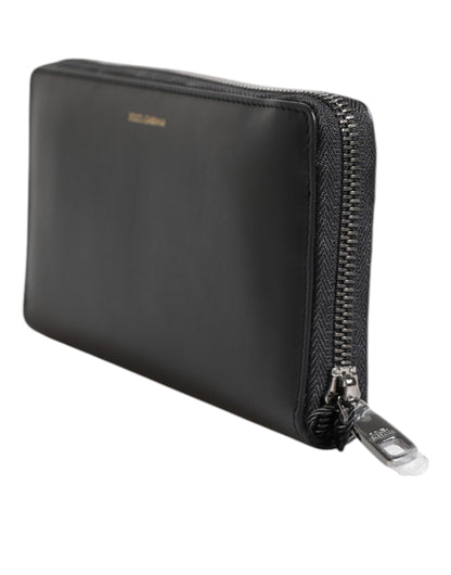 Dolce &amp; Gabbana Black Blue Exotic Leather Embossed Continental Wallet