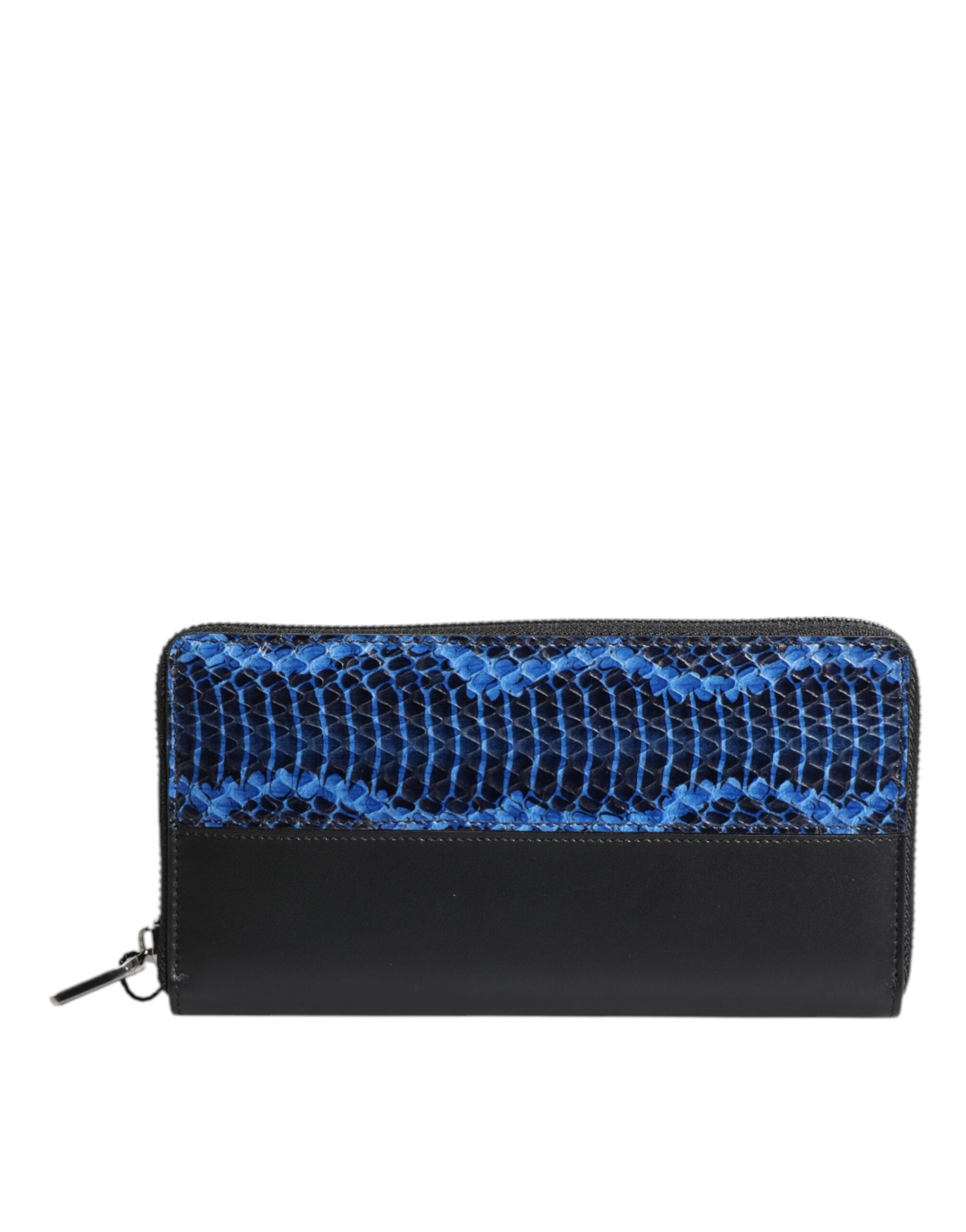 Dolce &amp; Gabbana Black Blue Exotic Leather Embossed Continental Wallet