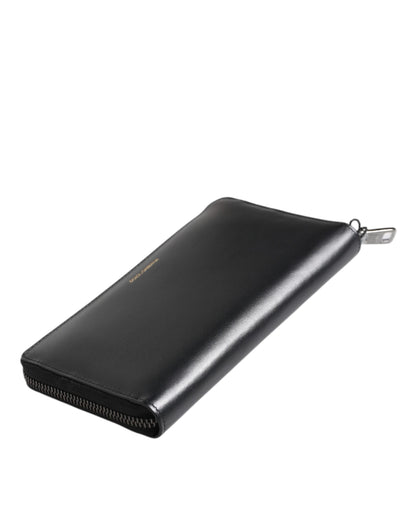 Dolce &amp; Gabbana Black Blue Exotic Leather Embossed Continental Wallet