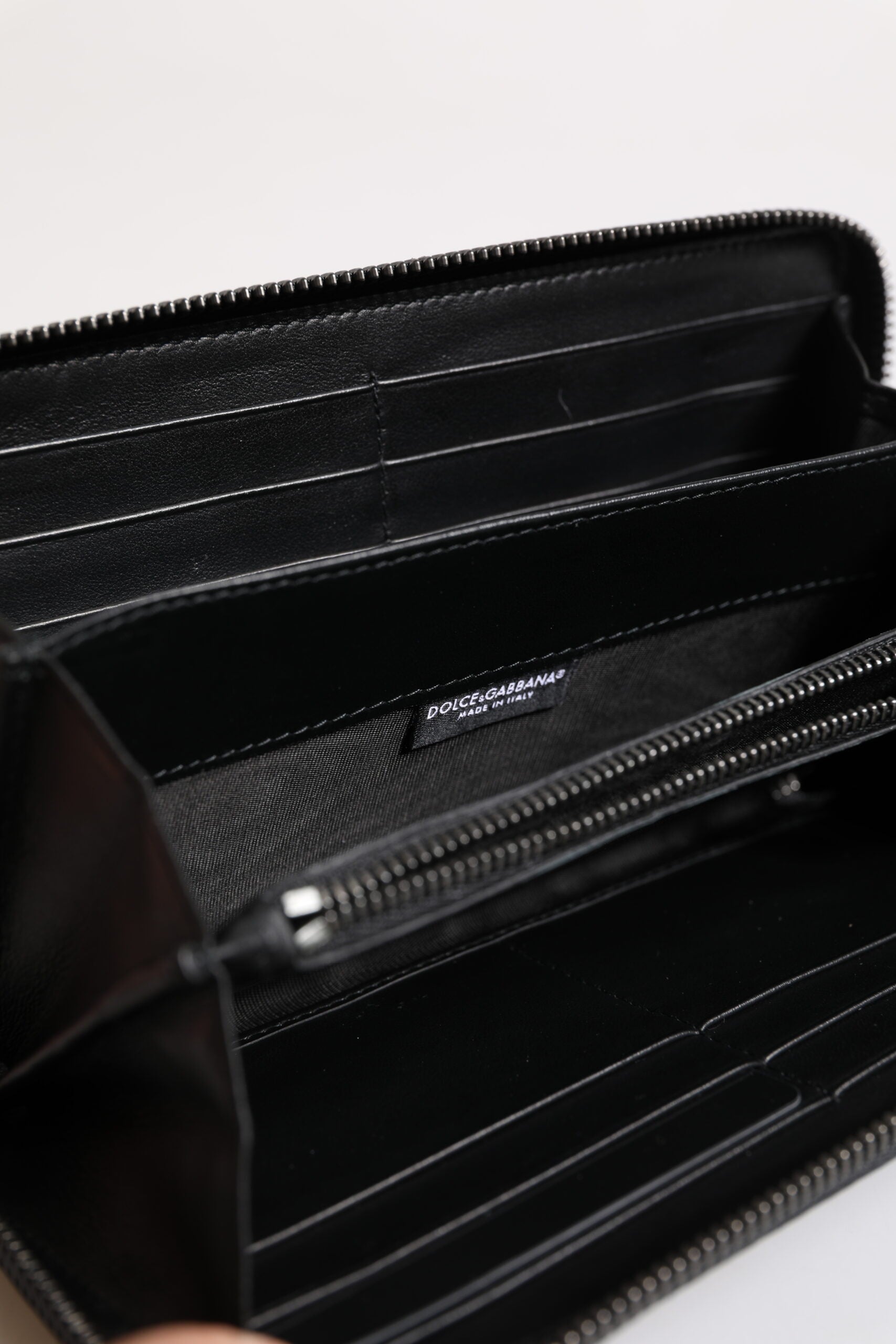Dolce &amp; Gabbana Black Blue Exotic Leather Embossed Continental Wallet